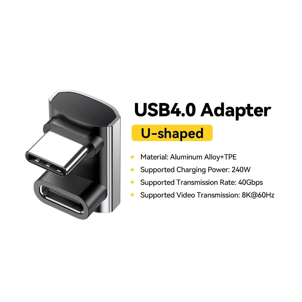 USB4.0 240W 90-laipsnių OTG duomenų adapteris 8K