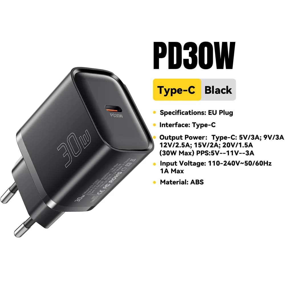 30W Mini USB-C PD greitas įkroviklis