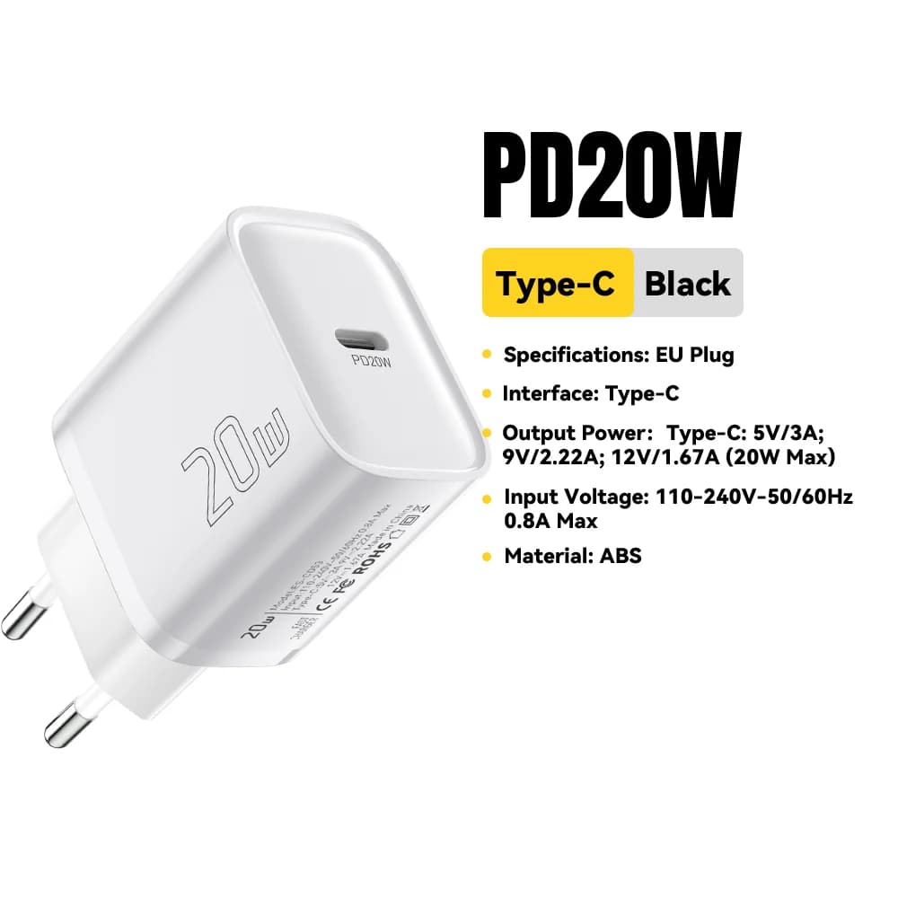Mini 20W USB-C PD greitas sieninis įkroviklis