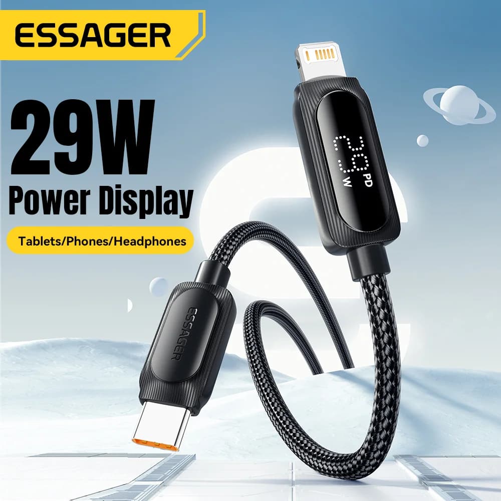29W USB-C į Lightning kabelis su skaitmeniniu ekranu
