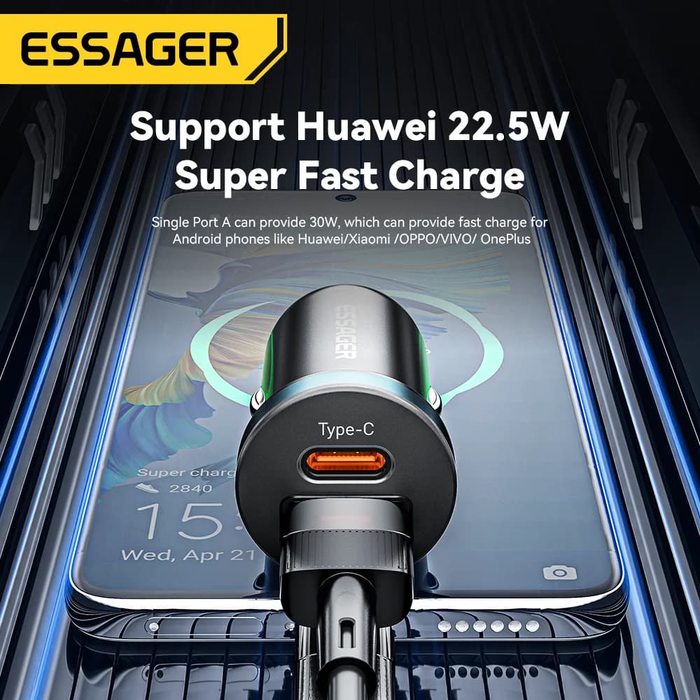 30W USB-C automobilinis įkroviklis su Quick Charge 3.0