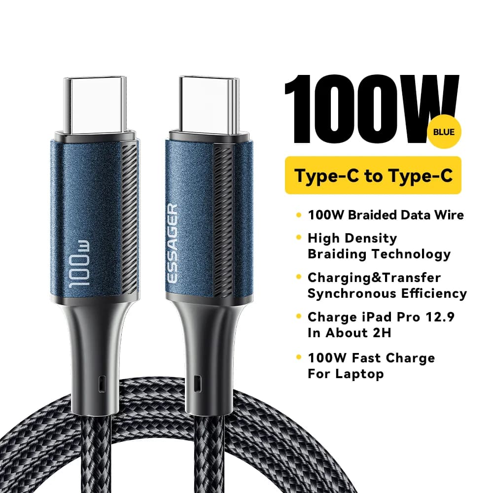 USB-C į USB-C kabelis, 100W PD greitas įkrovimas