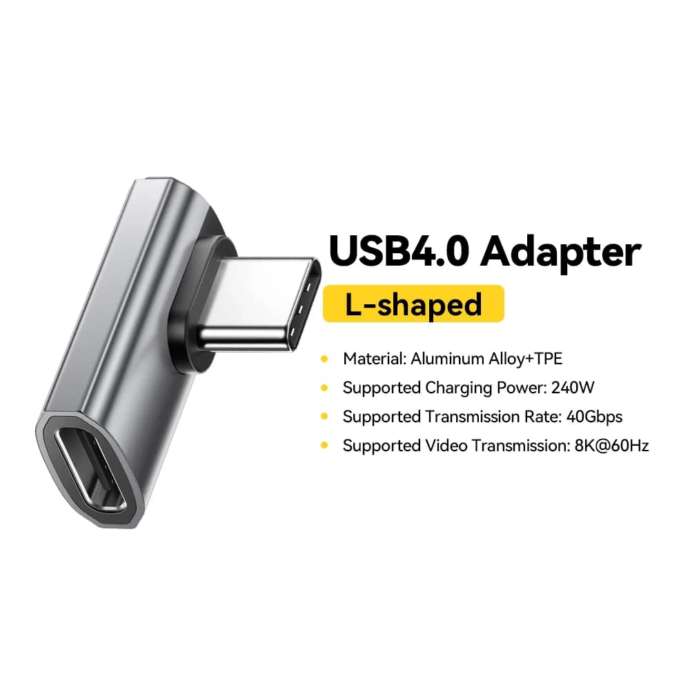 USB4.0 240W 90-laipsnių OTG duomenų adapteris 8K