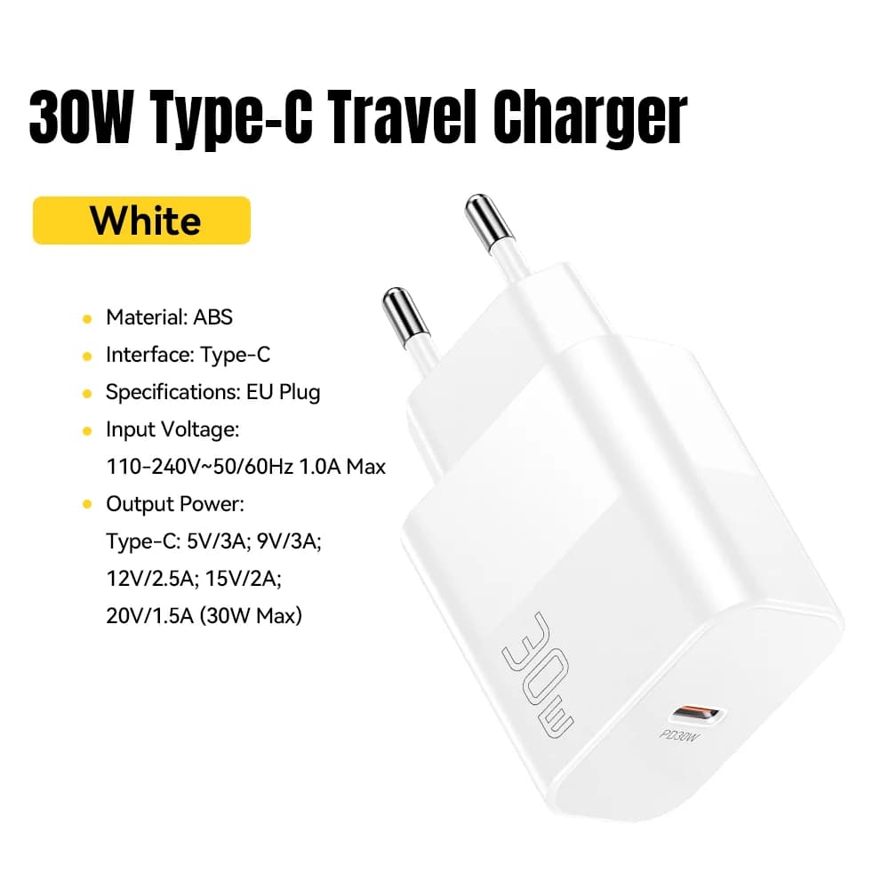 30W USB-C PD kelioninis įkroviklis