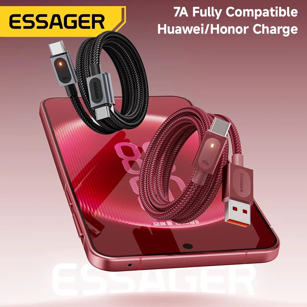 7A 100W USB-A į USB-C greito įkrovimo kabelis