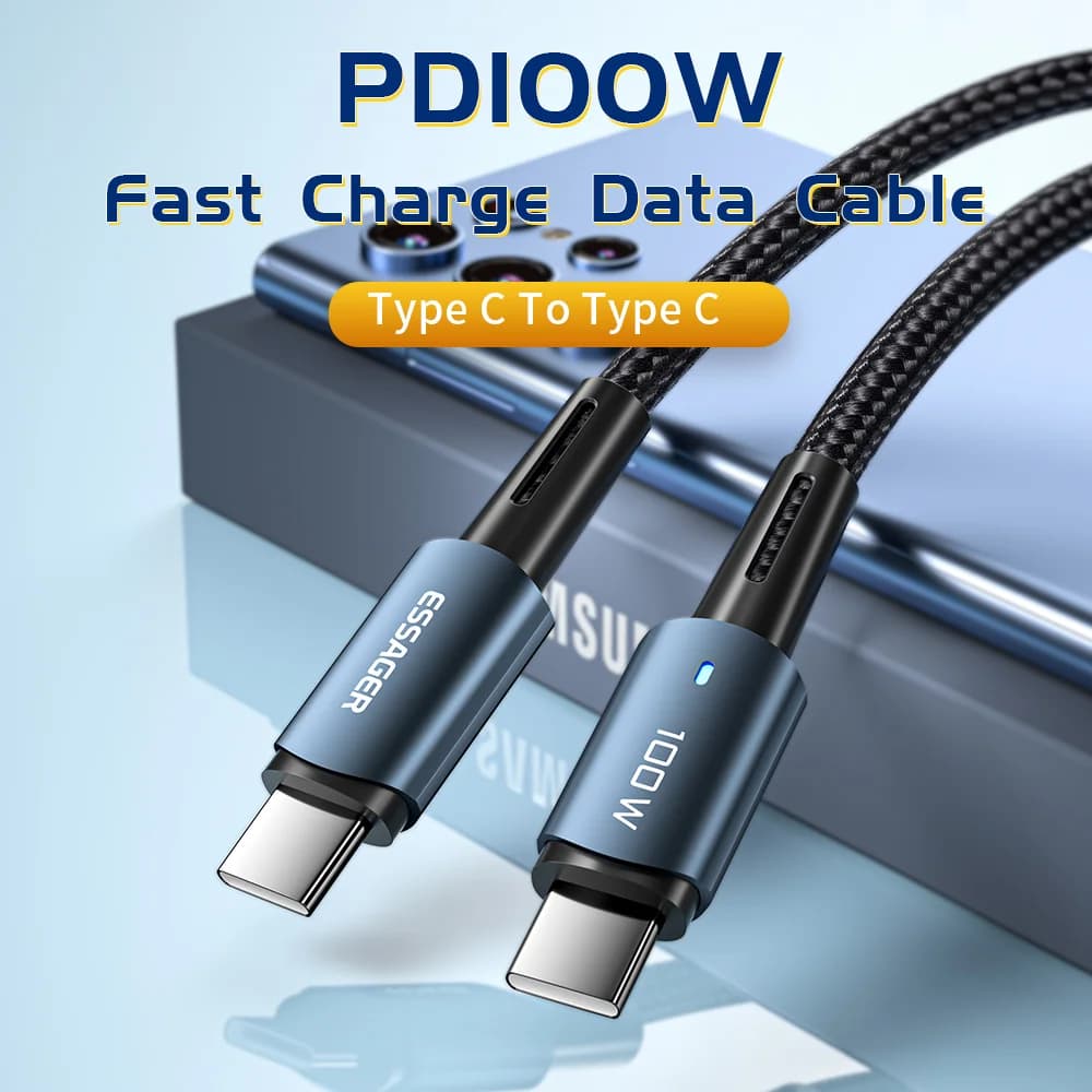 100W USB-C PD Greitą įkrovimo kabelis