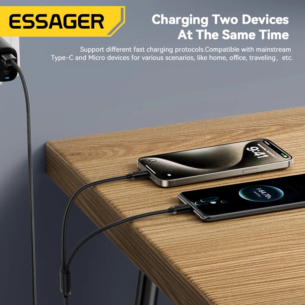 2-in-1 USB Type-C ir Micro USB greito įkrovimo kabelis