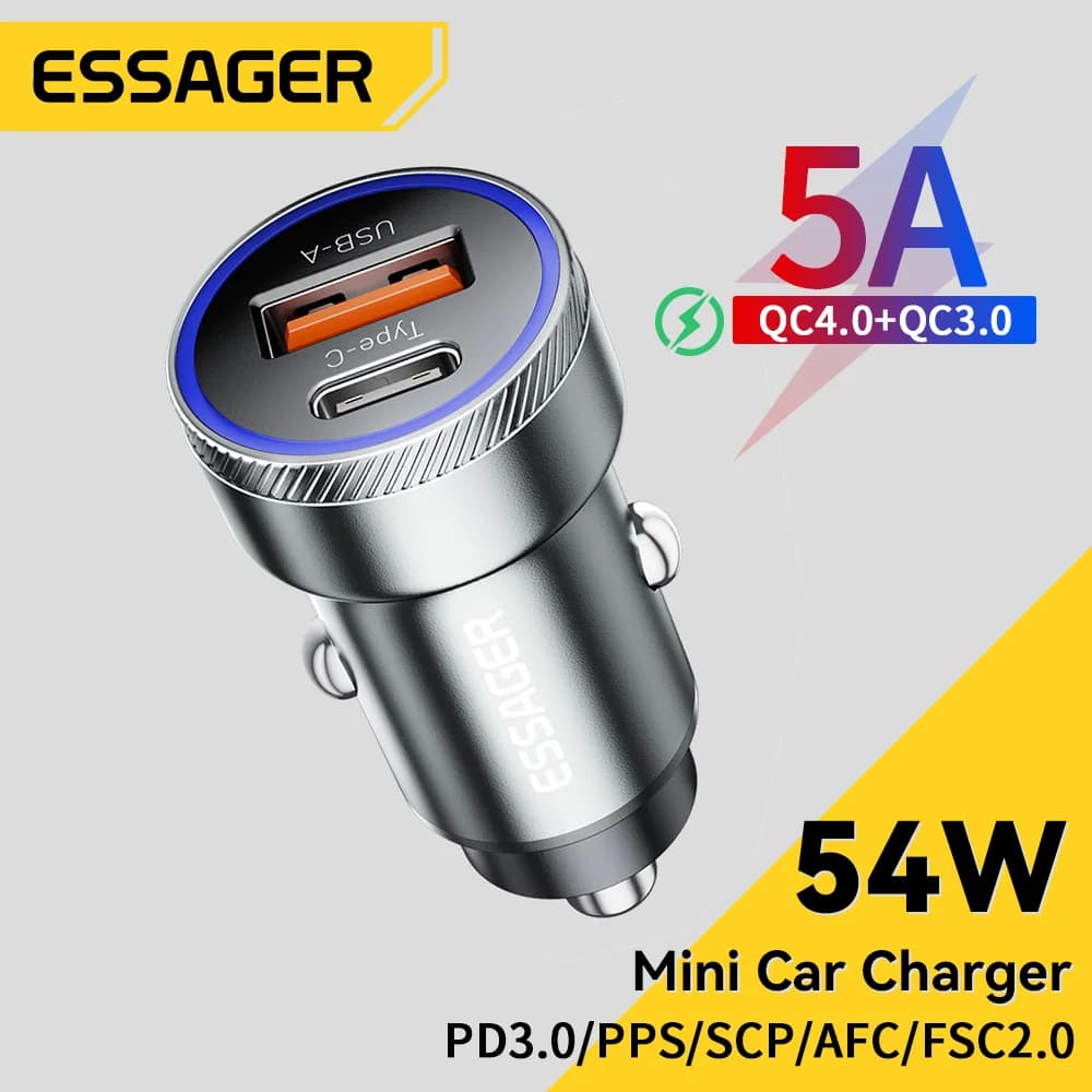54W USB automobilinis įkroviklis su PD ir QC 3.0