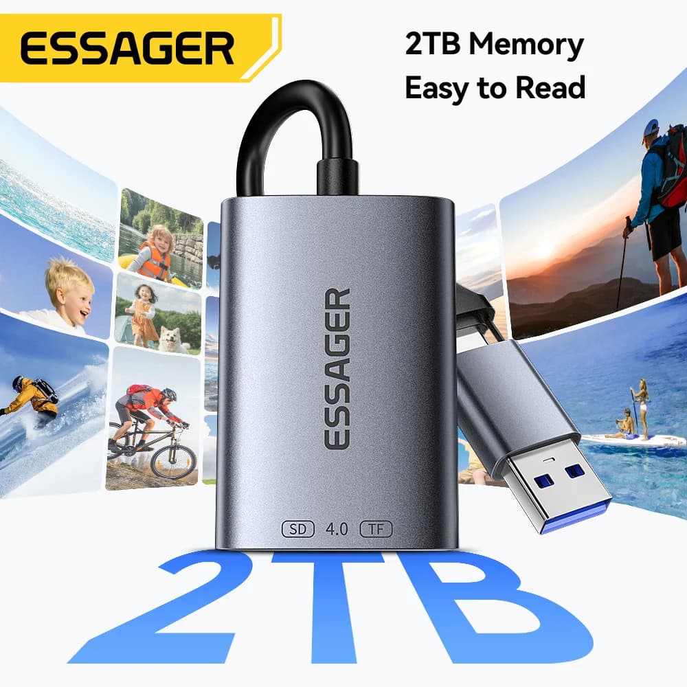 2-in-1 USB 4.0 SD/TF kortelių skaitytuvas, didelis greitis