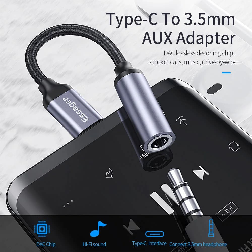 USB-C – 3.5 mm ausinių garso adapteris