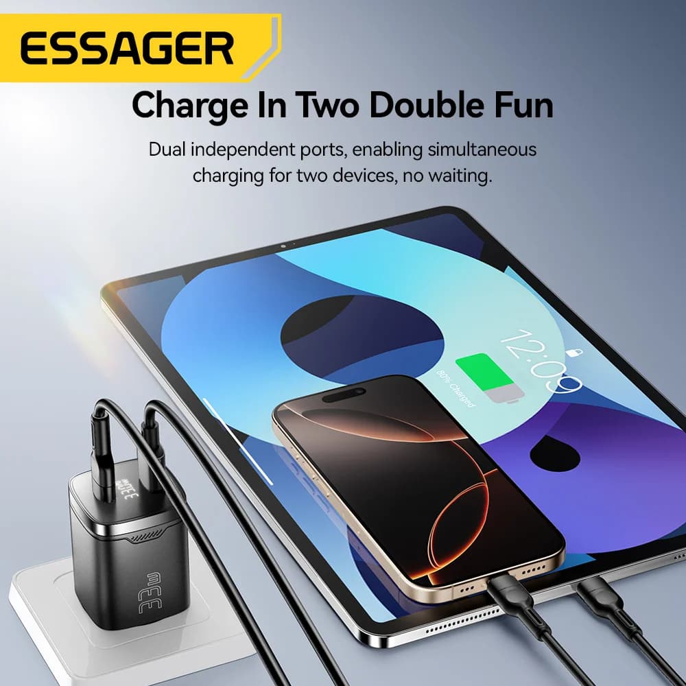 33W GaN USB-C įkroviklis su skaitmeniniu ekranu PD