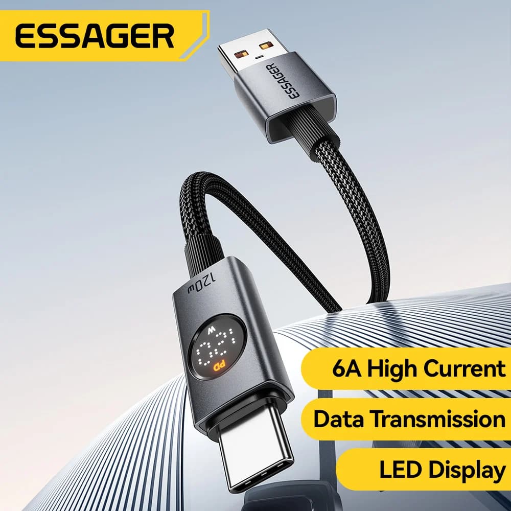 120W 6A USB-A į USB-C itin greito įkrovimo kabelis