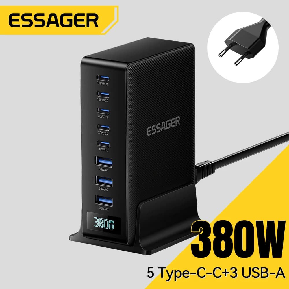 380W 8-in-1 GaN stalas įkroviklis
