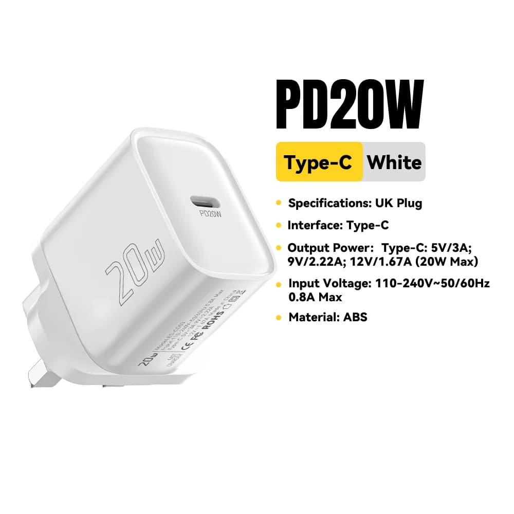 Mini 20W USB-C PD greitas sieninis įkroviklis
