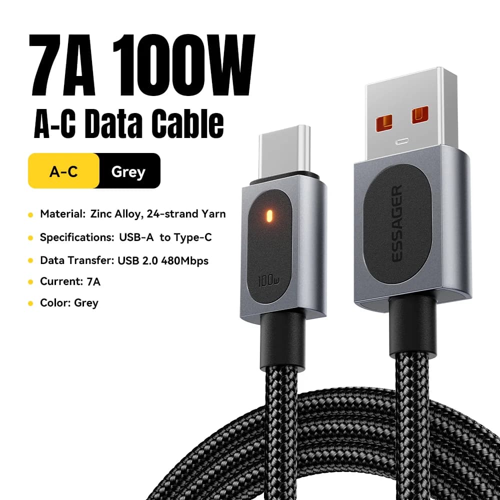 7A 100W USB-A į USB-C greito įkrovimo kabelis