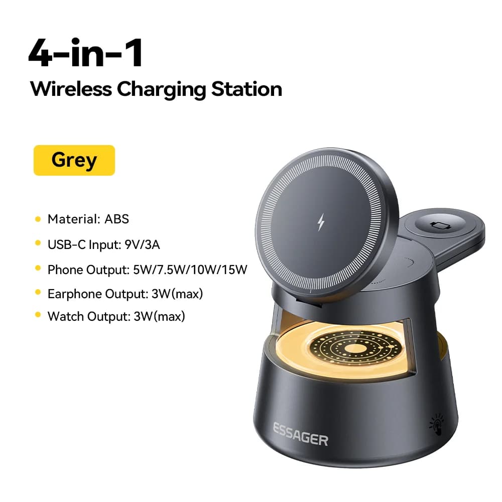 4-in-1 15W magnetinė belaidžio įkrovimo stotelė