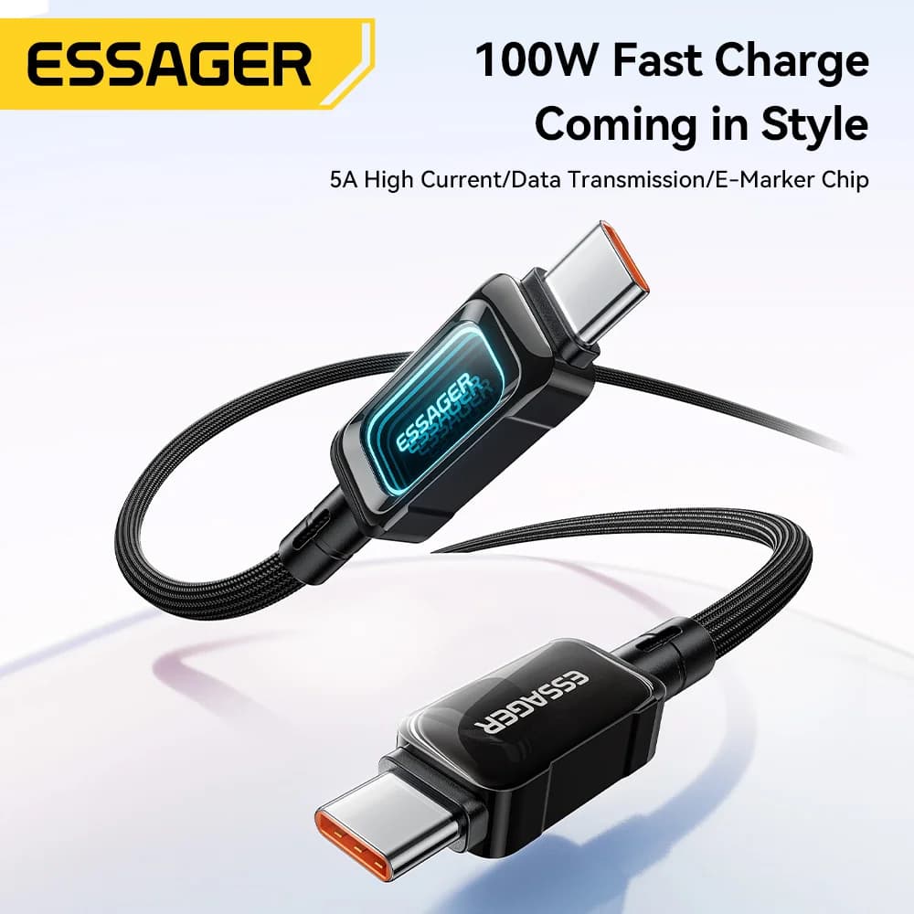 100W LED USB-C į USB-C greito įkrovimo laidas