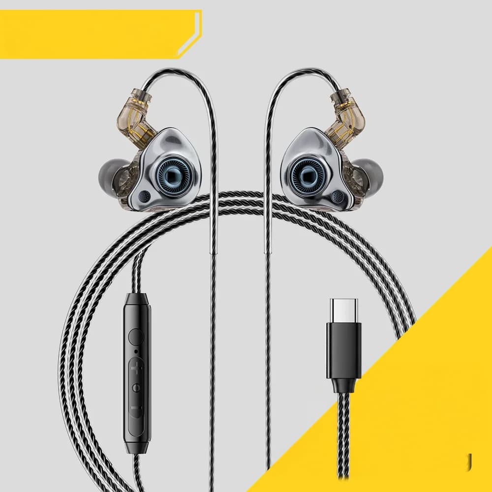 USB Type-C laidinės ausinės su HiFi stereo garsu