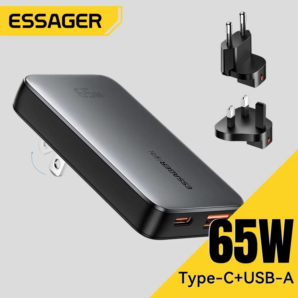 65W itin plonas GaN USB-C kelioninis įkroviklis