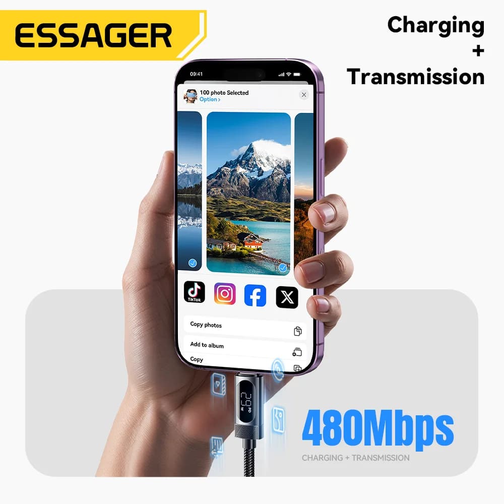 Laidas USB-C - Lightning su skaitmeniniu ekranu, 29W PD