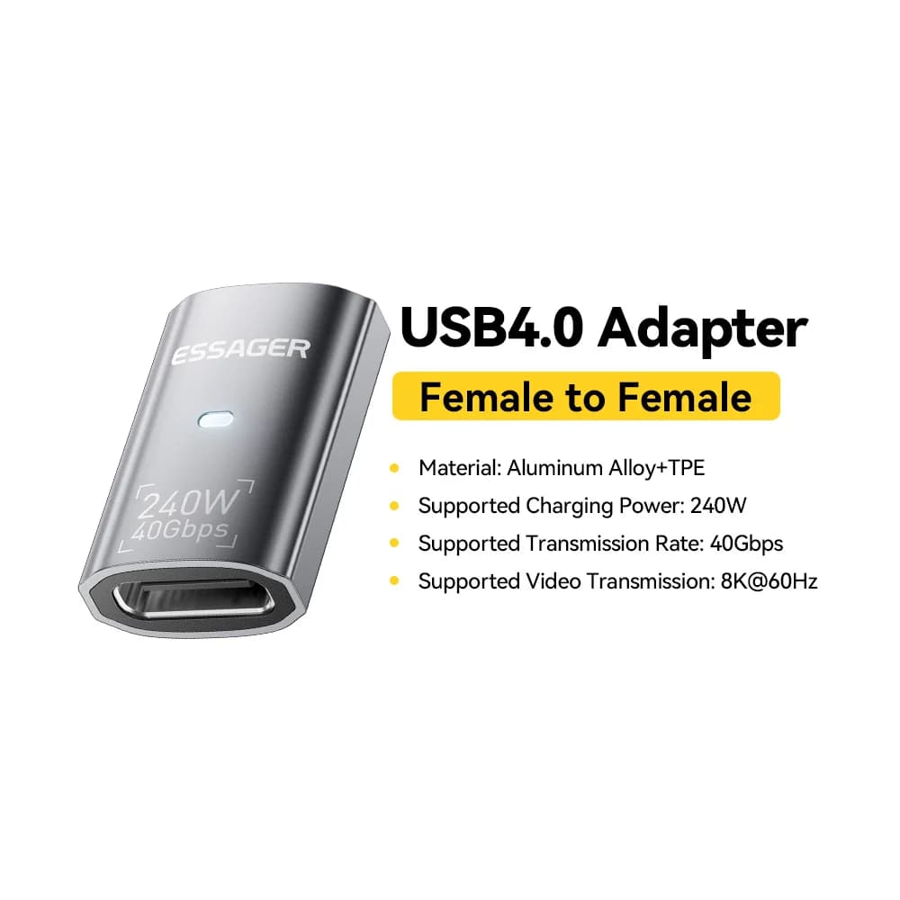 USB4.0 240W 90-laipsnių OTG duomenų adapteris 8K