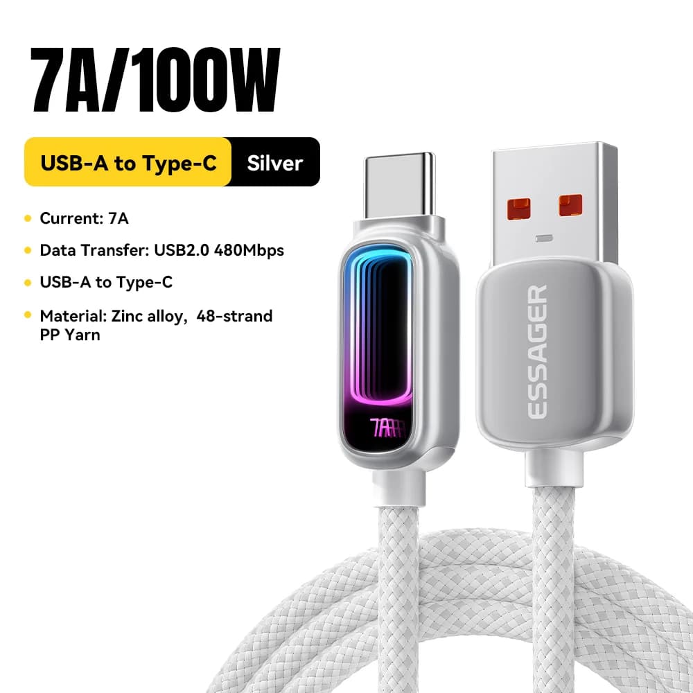 7A 100W PD greitojo įkrovimo USB-C laidas