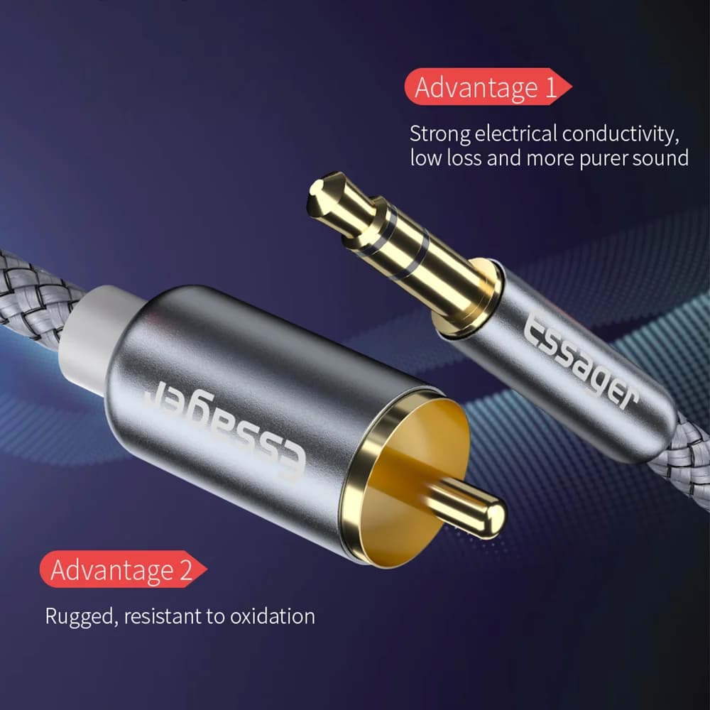 3.5 mm lizdo adapteris į dvigubą RCA vyrišką garso kabelį