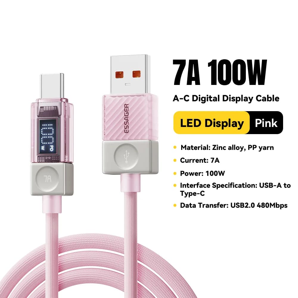 240W USB-C laidas su LED ekranu ir 100W PD 3.1