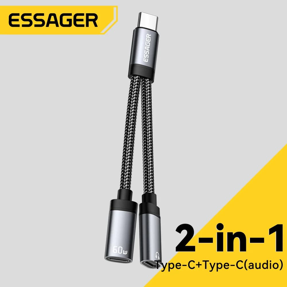 USB-C į 3.5 mm AUX ir įkrovimo adapteris