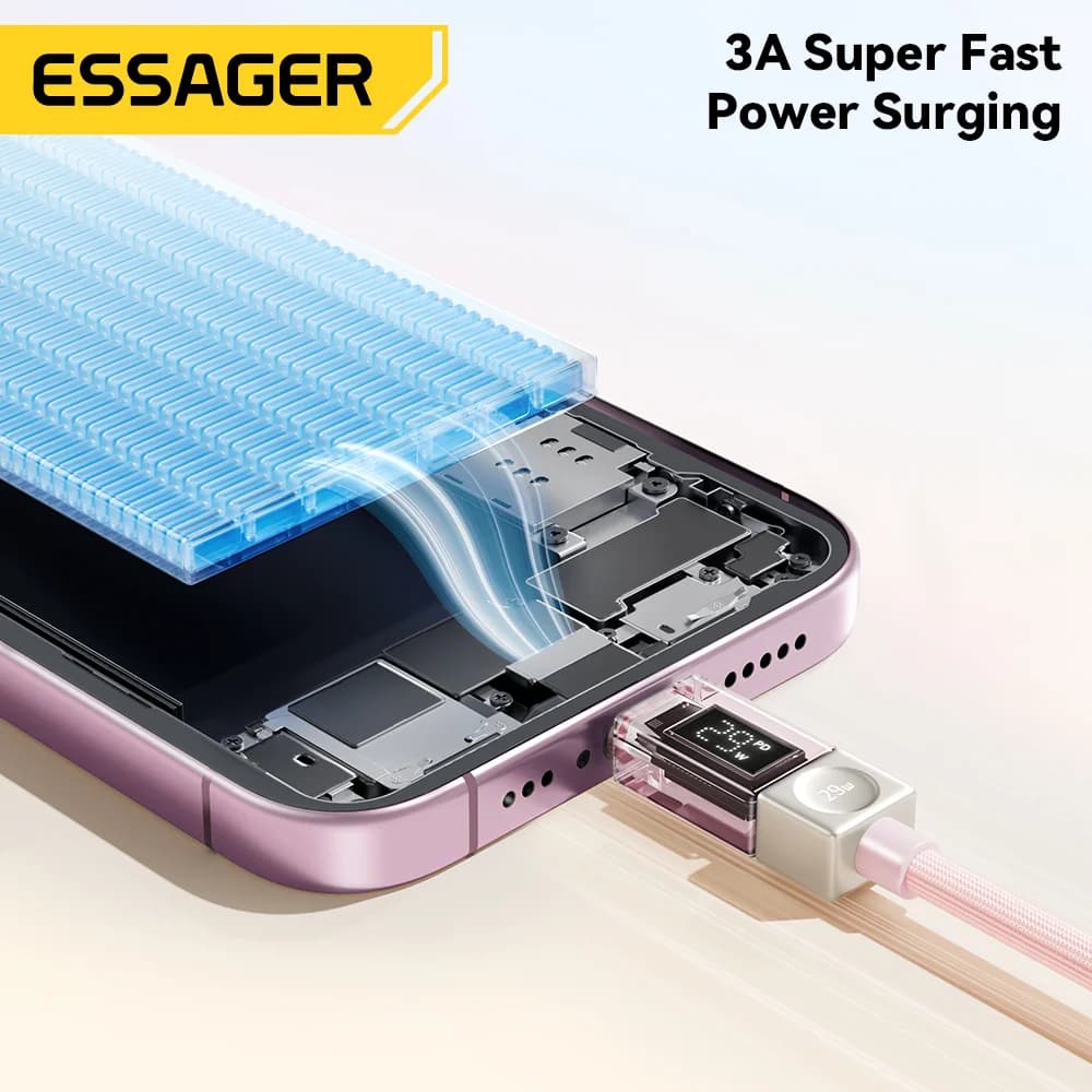USB-C į Lightning laidas su skaitmeniniu ekranu