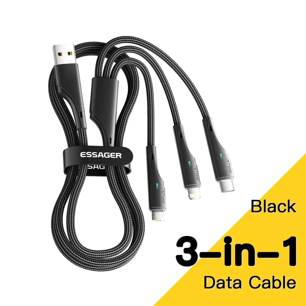 3-in-1 universalus įkrovimo kabelis USB-C Micro USB Lightning