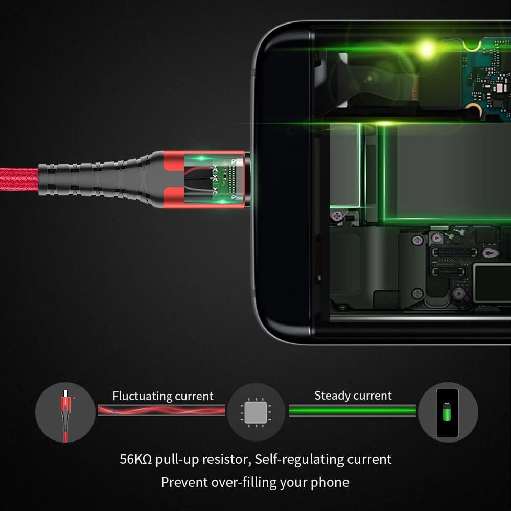 LED Micro USB greito įkrovimo laidas, 2M/3M