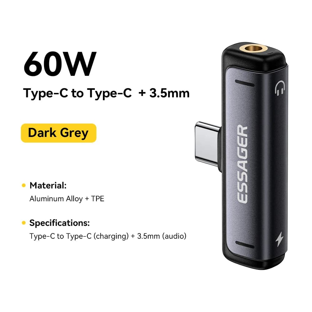 USB-C į 3,5 mm garso ir įkrovimo adapteris