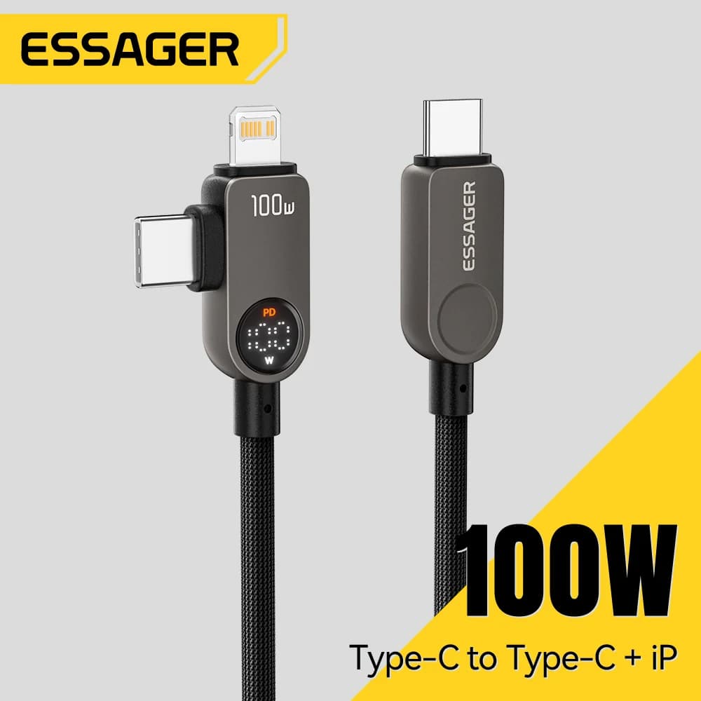 2-in-1 USB-C į Lightning laidas, 100W PD