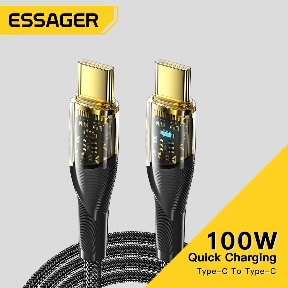 100W USB-C į USB-C PD greitojo įkrovimo laidas