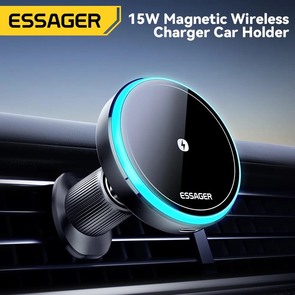 15W magnetinis belaidis automobilinis įkroviklis su LED