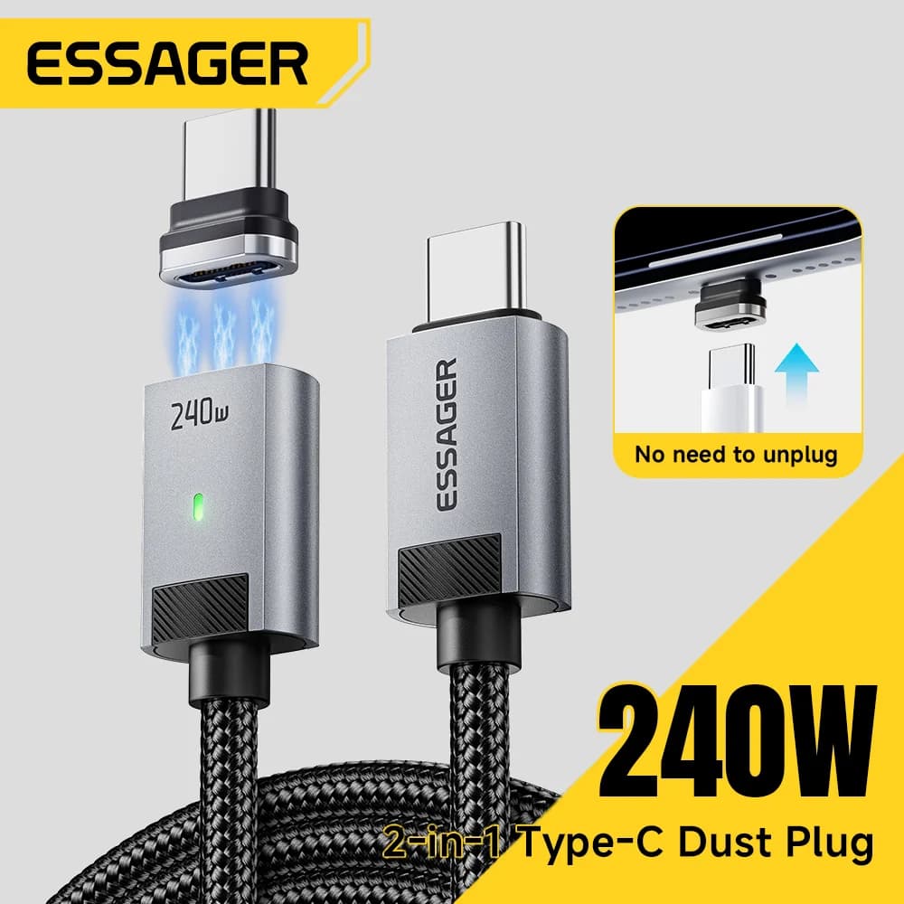 240W magnetinis USB-C į USB-C įkrovimo kabelis