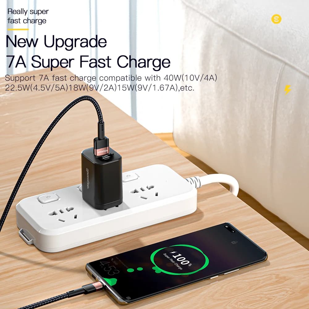 100W USB-C greitojo įkrovimo kabelis, 7A