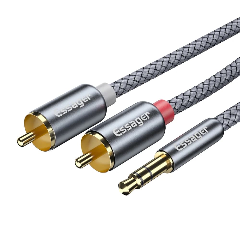 3.5 mm lizdo adapteris į dvigubą RCA vyrišką garso kabelį