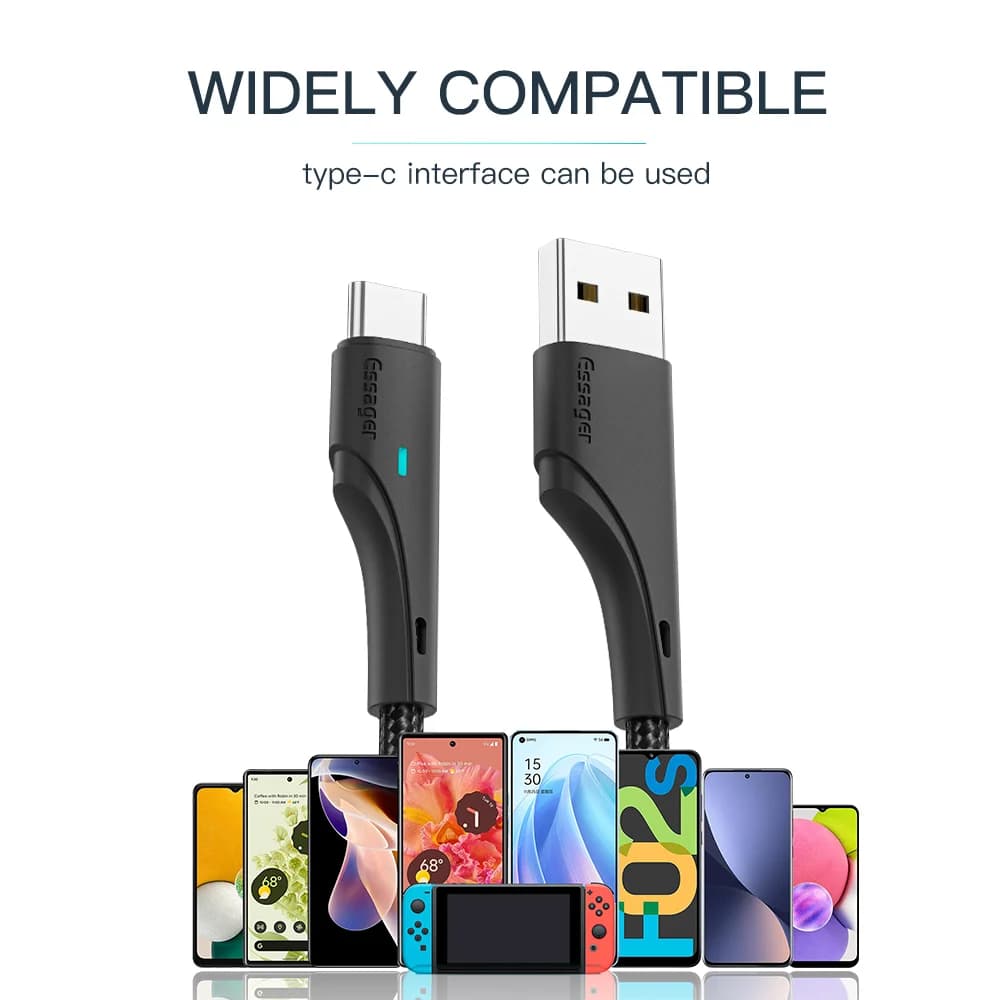 3A USB-C greitojo įkrovimo duomenų kabelis