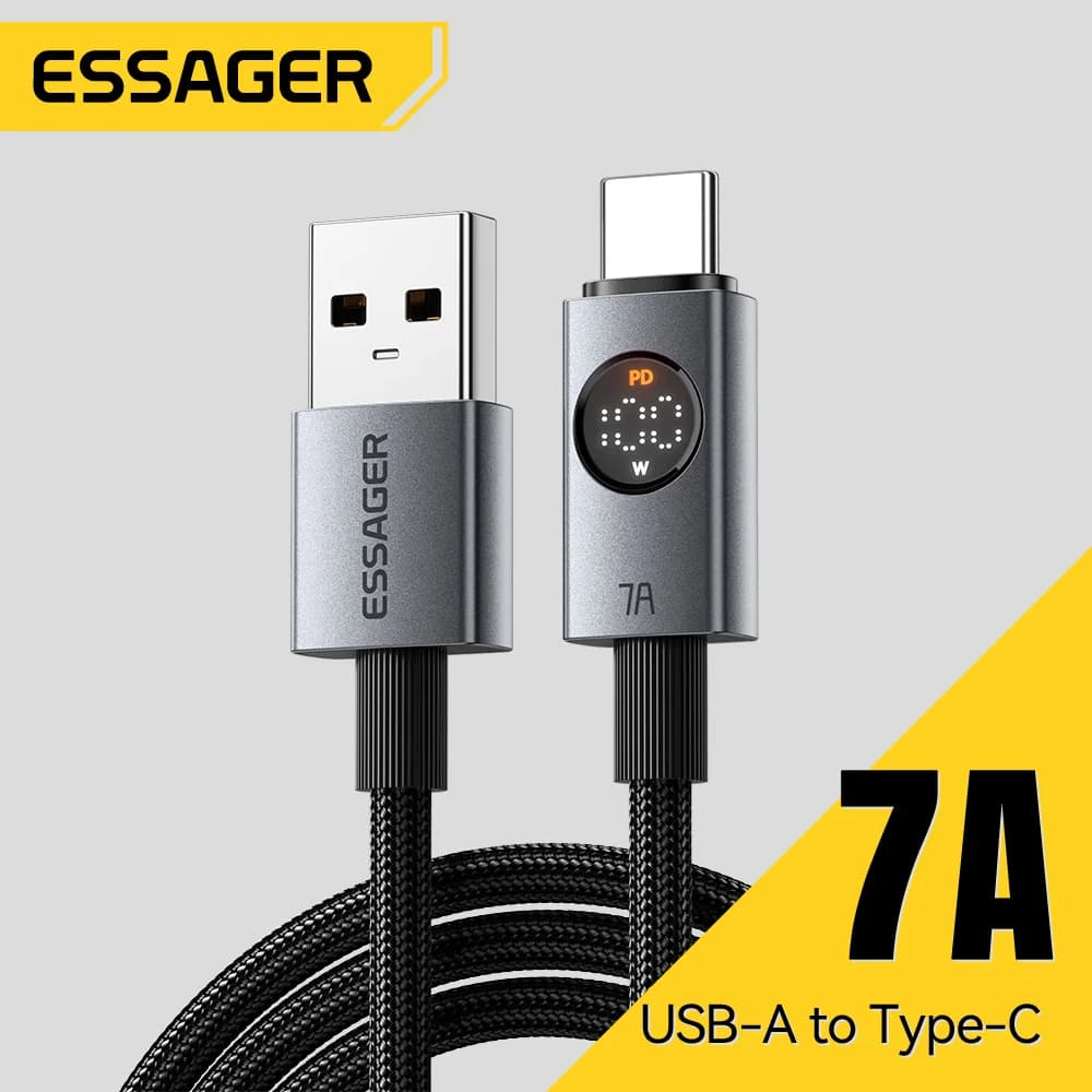 7A 100W USB-C laidas su skaitmeniniu ekranu