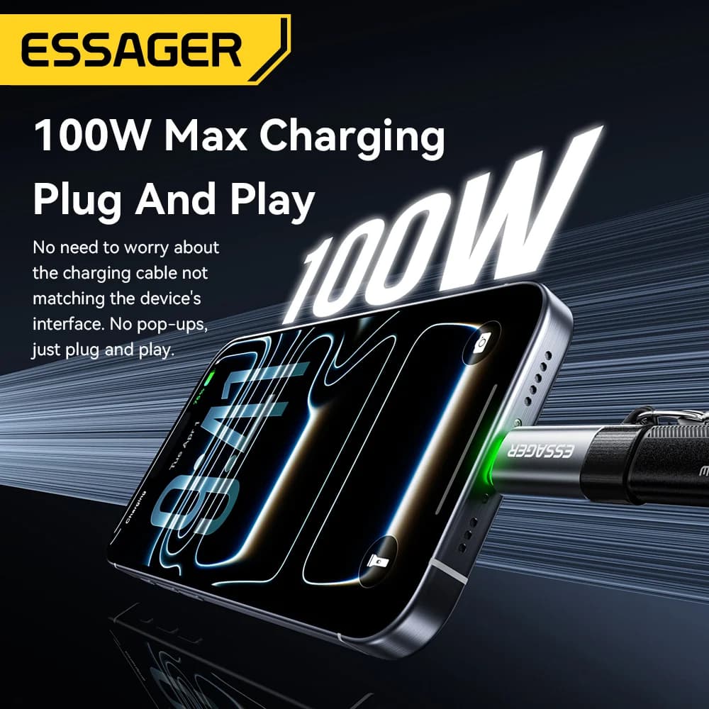 100W išmanusis USB-C OTG adapteris su automatinio išjungimo funkcija