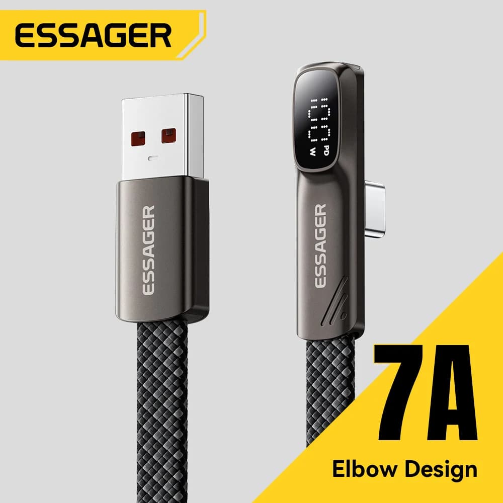 7A 100W kampinis USB-C laidas su skaitmeniniu ekranu