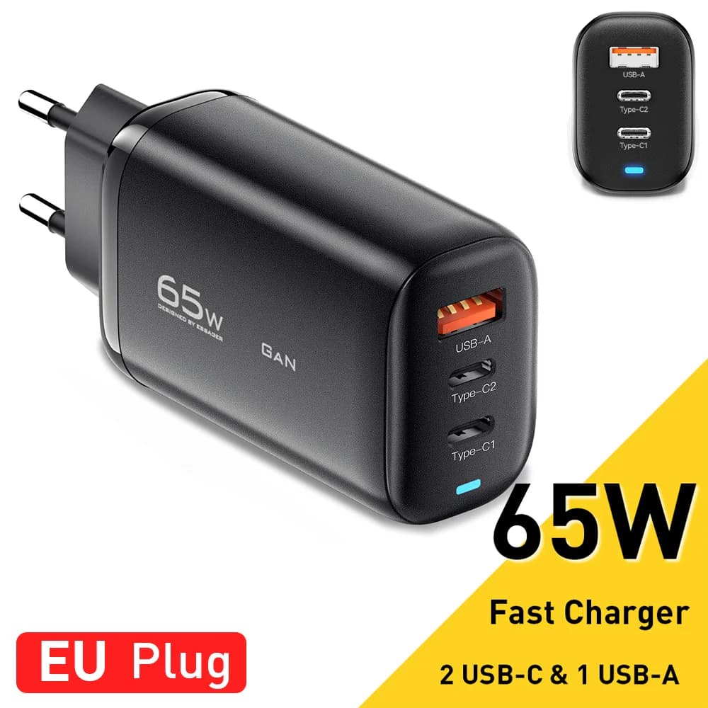 65W GaN USB-C nešiojamojo kompiuterio įkroviklis, PPS