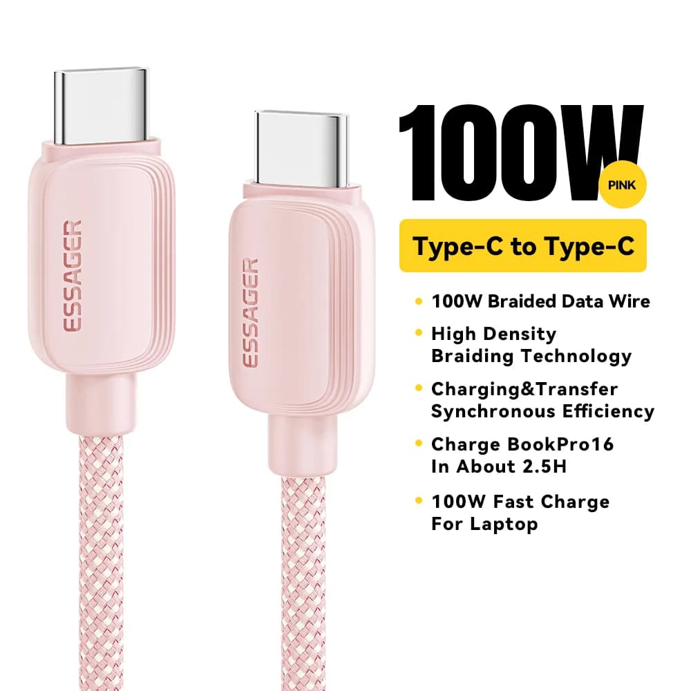100W USB-C į USB-C kabelis, 5A PD greitas įkrovimas