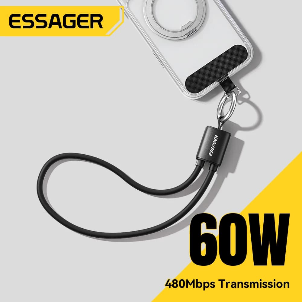 60W trumpas USB-C į USB-C kabelis su viršutine