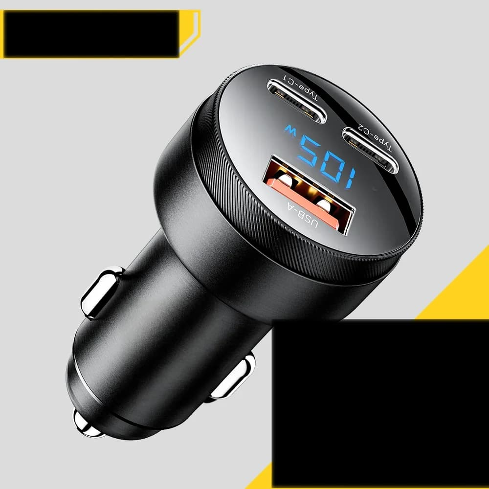 105W USB automobilinis įkroviklis QC4.0 PD Greitas įkrovimas