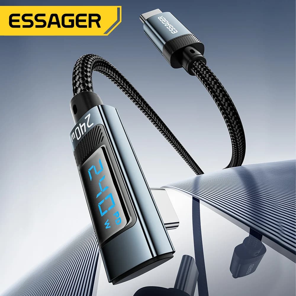 240W USB-C į USB-C kabelis, 90 laipsnių kampu