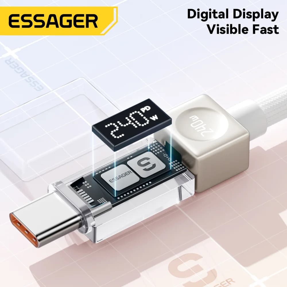 240W USB-C laidas su LED ekranu ir 100W PD 3.1