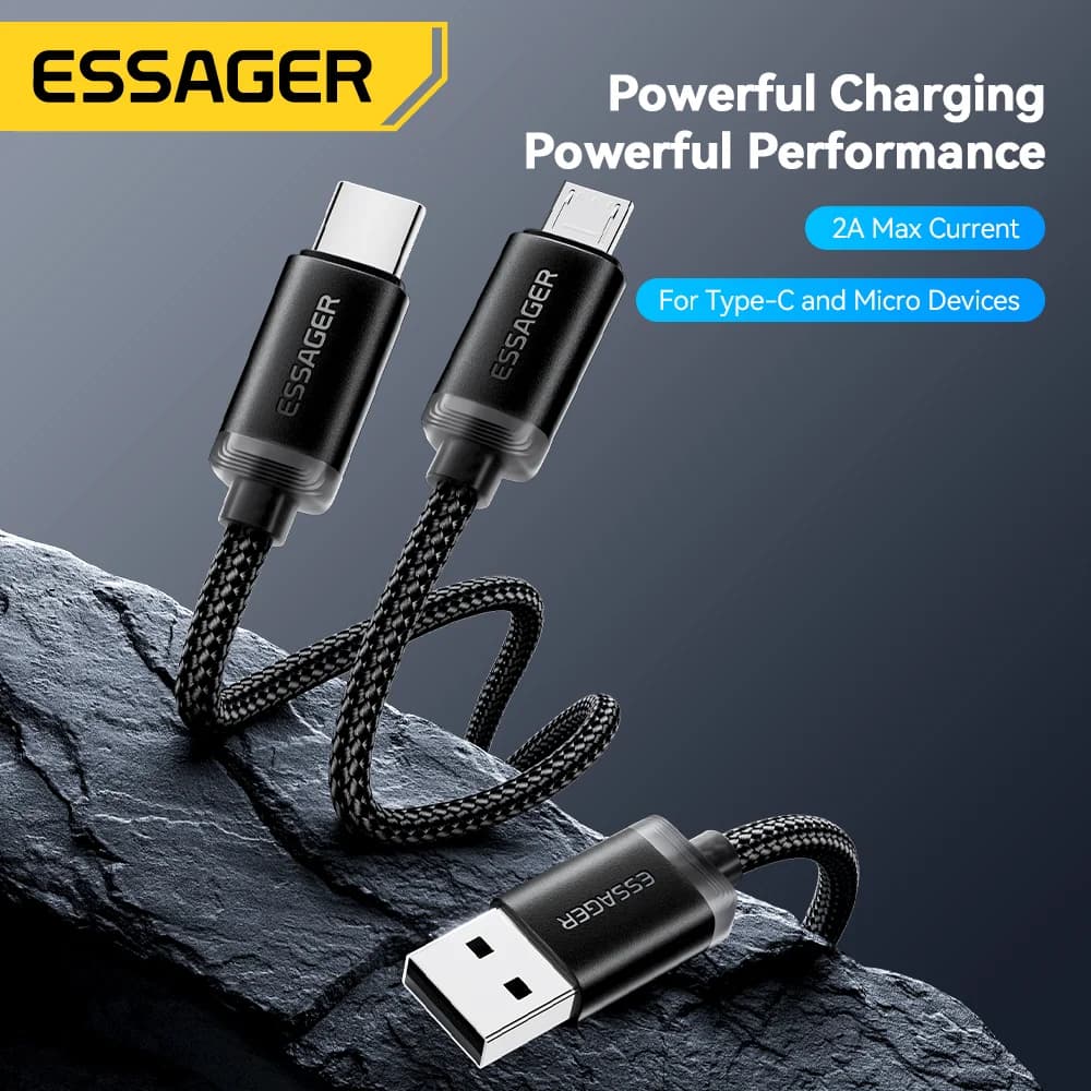 2-in-1 USB Type-C ir Micro USB greito įkrovimo kabelis